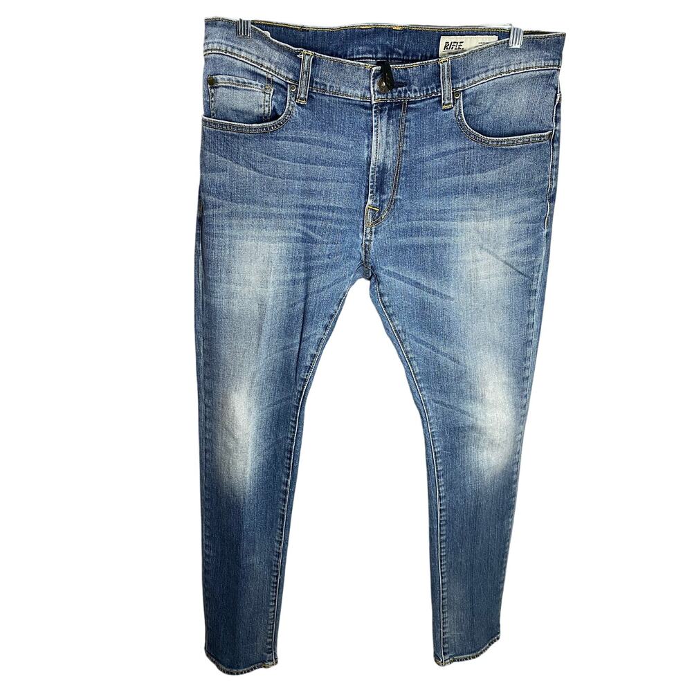 RIFLE Blue Light Wash Skinny Fit Jeans Size 38X30 elastane and cotton blend